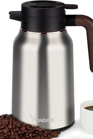 Vondior Coffee Carafe 51oz - 36 Hours Thermal Coffee Thermos- Insulated 304 Stainless Steel Hot Beverage Dispenser - Coffee Carafes For Keeping Hot/Cold Coffee, Tea, Water, Drink Dispenser for Parties