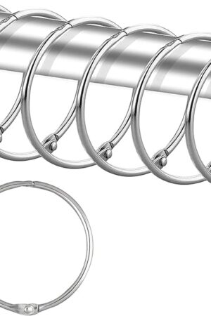 24 Pack Shower Curtain Rings,Rust Proof Shower Curtain Hooks for Bathroom,Circular Decorative Shower Curtain Rings and Hooks for Shower Rod,Metal Rings for Shower Curtain(Chrome)
