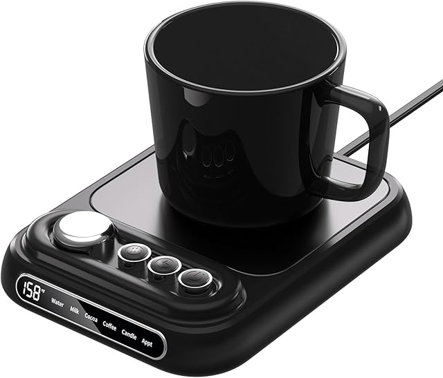 Coffee Mug Warmer with 5 Temps, Coffee Cup Warmer for Desk Faster Heat-Up, 10HTimer, Smart Electric Beverage Warmer with Auto Shut Off & LCD Display, Ideal Gifts for Coffee,Tea,Milk,Cocoa (No Cup)