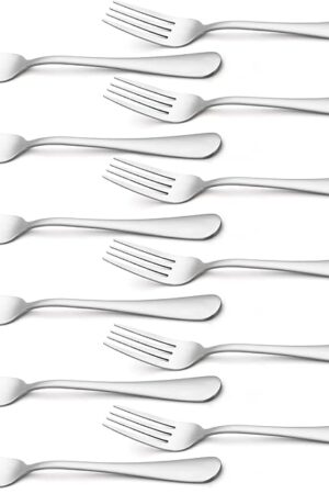 Briout Silverware, Dinner Fork 8 Inches, Forks Set of 12 Premium Food Grade Stainless Steel Forks for Home Kitchen Party Restaurant, Mirror Polished Dishwasher Safe