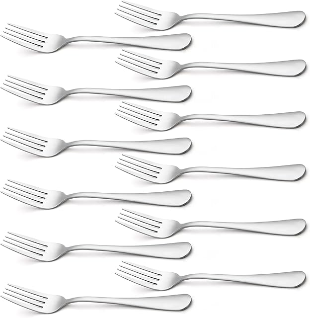 Briout Silverware, Dinner Fork 8 Inches, Forks Set of 12 Premium Food Grade Stainless Steel Forks for Home Kitchen Party Restaurant, Mirror Polished Dishwasher Safe