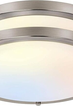 13 inch Flush Mount LED Ceiling Light Fixture, 2700K/3000K/3500K/4000K/5000K Adjustable Ceiling Lights, Brushed Nickel Saturn Dimmable Lighting for Hallway Bathroom Kitchen or Stairwell, ETL Listed
