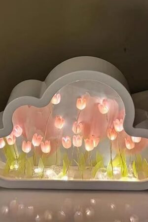 DIY Cloud Tulip Mirror Night Light Bedroom Cloud Tulip Table Lamp Pink