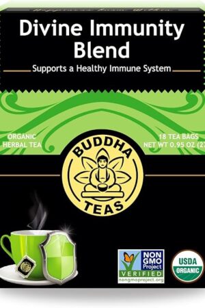 Buddha Teas - Organic Divine Immunity Blend - Herbal Tea - For Health & Wellbeing - With Antioxidants & Minerals - Clean Ingredients - Caffeine Free - OU Kosher & Non-GMO - 18 Tea Bags (Pack of 1)