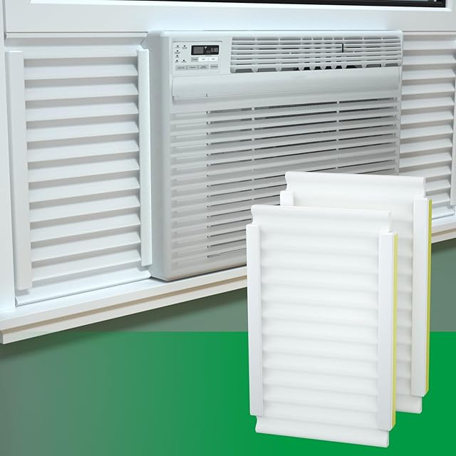 Window Air Conditioner Side Insulated Panel, 2PIC Insulation Panels Window Seal Kit With 4 pressure strips, WinterSummer Winter Heat and Draft Insulating (Window Air Conditioner Side Insulated Panel)
