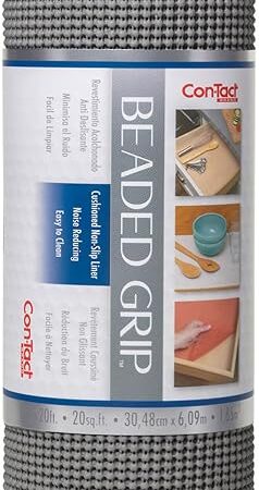 Con-Tact Brand Beaded Grip Durable Non-Adhesive Non-Slip Shelf and Drawer Liner, 12" x 20', Cool Gray