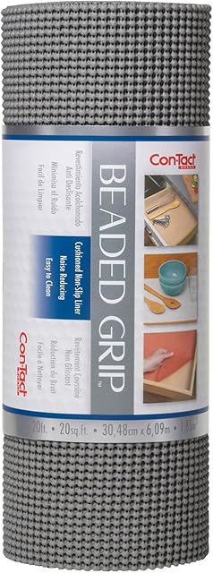 Con-Tact Brand Beaded Grip Durable Non-Adhesive Non-Slip Shelf and Drawer Liner, 12" x 20', Cool Gray