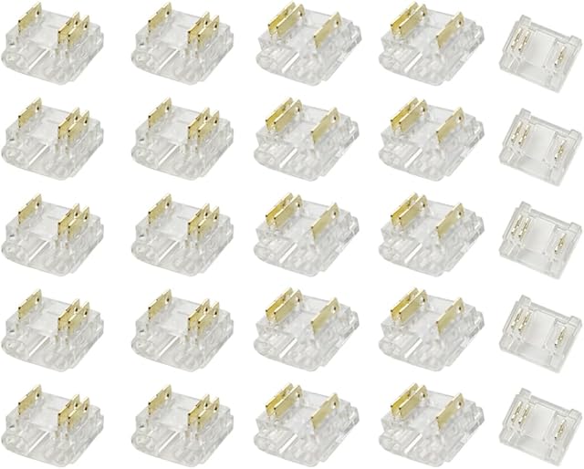 3-Pin 10mm COB LED Strip Connector Kit for Solderless Strip-to-Wire and Strip-to-Strip Joints on CCT COB LED Light Strips (Pack of 25)