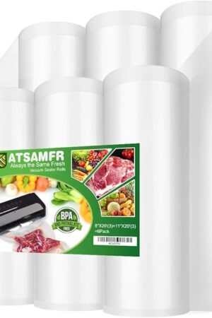 6 Pack 8"x20'(3Rolls) and 11"x20' (3Rolls) Vacuum Sealer Bags Rolls with BPA Free,Heavy Duty,Great for Vac Storage or Sous Vide Cooking