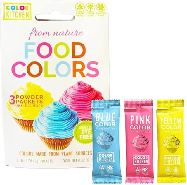 Color Kitchen Food Coloring (3 Colors) – Plant-based Colors | Artificial Dye-free | Gluten-free | Non-GMO | Kosher | Vegan | Colors for Frosting and Natural Healthy Baking | Soy free