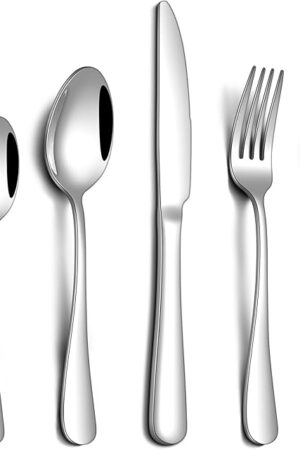 20 Piece Silverware Set, Stainless Steel Flatware Set for 4 Food Grade Cutlery Utensil Set Include Knife Fork Spoon Mirror Polished Dishwasher Safe