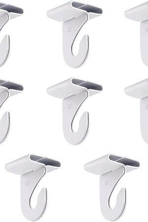 8 Pair Drop Ceiling Hooks for Hanging,White Heavy Duty Ceiling Hooks,Metal T-Bar Hooks,Suspended Ceiling Tile Hook Ceiling Clips for Home Classroom Grid Office & Decorations