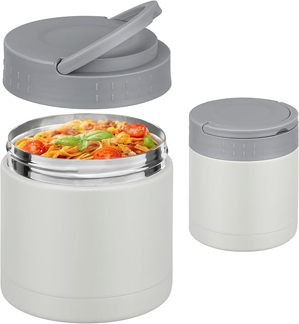 10.5oz Soup Thermo for Hot Food Kids with Handle Lid, Vacuum Leakproof Insulated Food Jar Stainless Steel Wide Mouth Lunch Container for Office School Travel Outdoors Grey