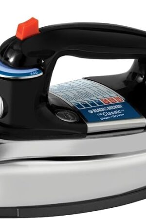 BLACK+DECKER The Classic Iron, F67E-T, Aluminum Soleplate, Steam or Dry Ironing, 7 Temperature Settings, Anti-Drip