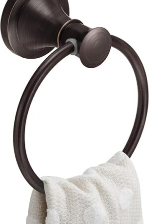BESy Oil Rubbed Bronze Bathroom Hand Towel Ring Towel Holder, Rustproof Wall Mounted Bathroom Hardware Accessory SUS 304 Stainless Steel Towel Rack