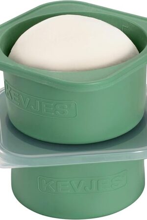 1000ml PLUS Pizza Sourdough Proofing Containers with Air-tight Lids for DIY family Artisan Pizza,Bread,Bagel-Food Grade Silicone -Freezer, Fridge, Dishwasher Safe-2 Pack (Green)