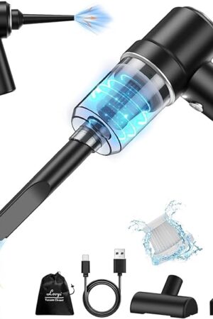 Cordless Mini Vacuum with LED - 2 in 1 Electric Air Duster & Portable Car, Home & Office Cleaner