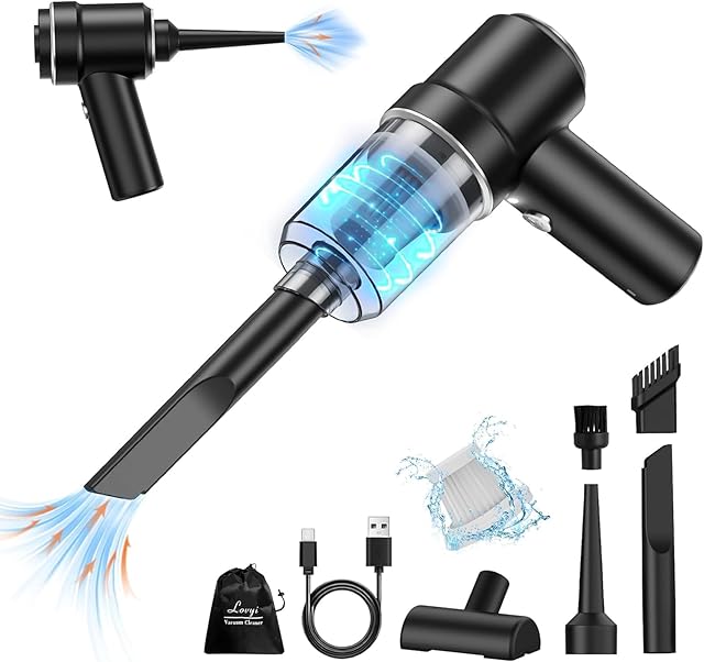 Cordless Mini Vacuum with LED - 2 in 1 Electric Air Duster & Portable Car, Home & Office Cleaner