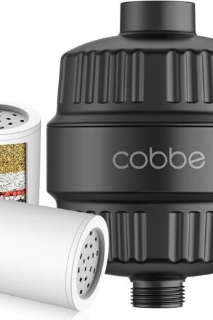 Cobbe Shower Filter for Hard Water - High Output Shower Filter for Removing Chlorine and Harmful Substances, Matte Black