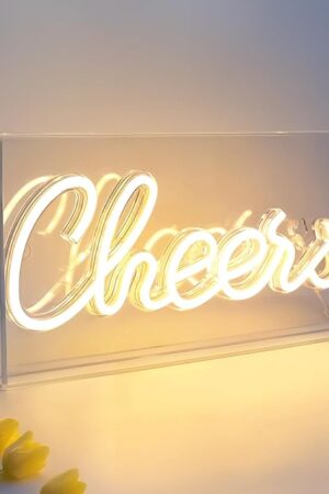 Cheers Neon Sign, USB LED Desk Lightbox Cheers Sign with ON/OFF Switch, 3D Neon Light up Sign for Table Decor, Wall Decor, Bar, Pub, Bachelorette Party (Warm White)