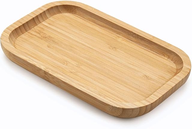 Bamboo Vanity Tray, Bathroom Counter Tray, Toilet Tank Tray, Bathroom Tray for Organizing and Home Decor, 7.9 x 5.1 x 0.8 inch