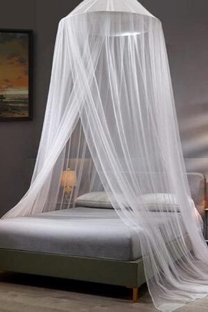 VISATOR Mosquito Net Bed Canopy for Girls,King Canopy Bed Curtains Queen Size from Ceiling,Dome Mosquito Netting Bed Tent Twin Girls Canopy Bed Decor for Baby Crib,Kid Bed and Adult Beds (White)