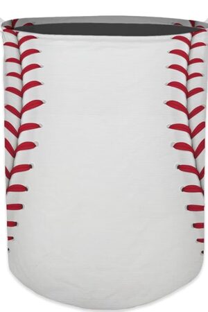 Baseball Stitch Laundry Basket, Baseball Sports Waterproof Collapsible Laundry Hamper Dirty Clothes Storage Toy Bin Ball Organizer for Boys Room College Dorm Nursery, Baseball Gifts for Boys Men