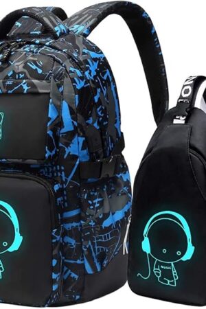 Asge Waterproof Camo Blue Backpack for Boys