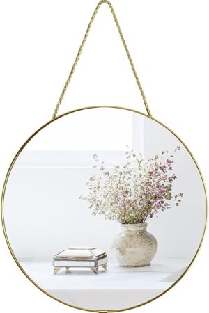 11.8-inch Small Round Wall Mirror, Gold Bathroom Mirror