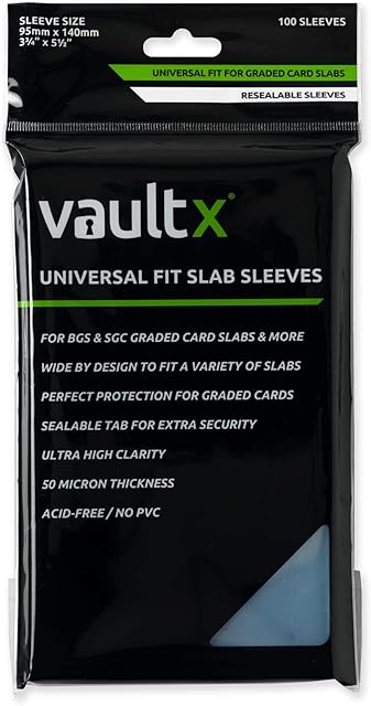 The Vault X Graded Trading Card Slab Sleeves, Bags for Universal Fit for BGS, SGC, ACE Cases and More, Collectible Card Games, Sports, TCG (100 Pack)