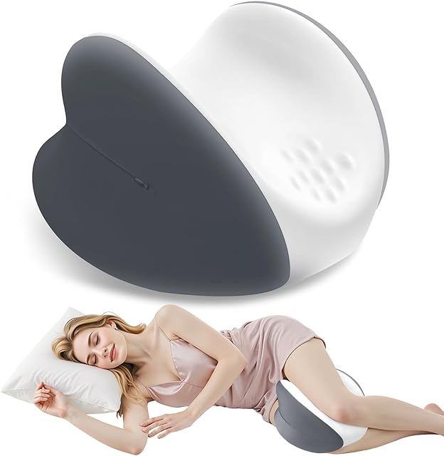 Knee Pillow for Side Sleepers, Leg Pillow with Cooling Cover, Memory Foam Leg Pillow for Side Sleeping, Heart-Shape Cushion for Hip, Back & Sciatica Pain Relief, Grey