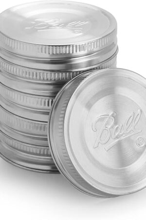 Ball Jar Stainless Steel One-Piece Mason Jar Lids, Wide Mouth, 6-Pack,Silver
