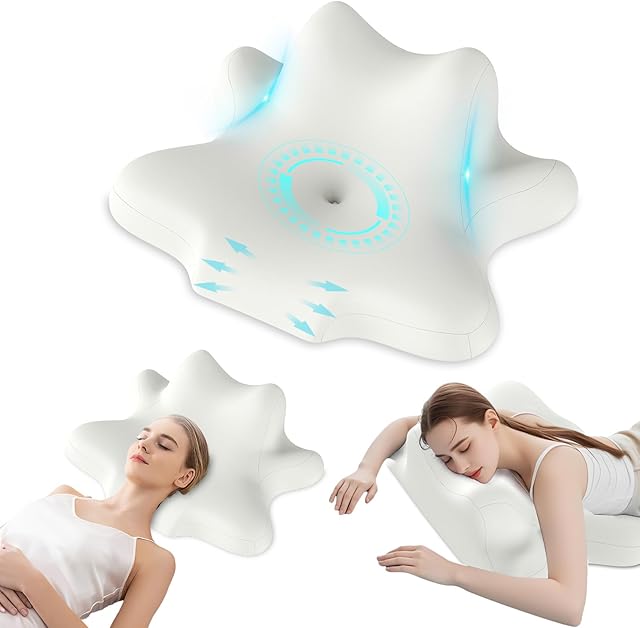 Cervical Neck Pillow for Pain Relief, Odorless Memory Foam Pillow for Sleeping, Ergonomic Contour Pillow Orthopedic Bed Pillow for Side Back Stomach Sleeper, Beauty Cooling Pillow (White)