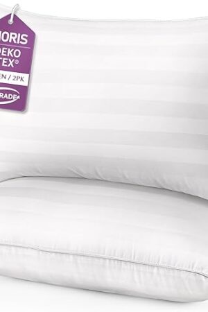 DIORIS Pillows Queen Size Set of 2 - Luxury Hotel Collection Bed Pillows for Sleeping, Supportive Side Sleeper Pillow, Fluffy Down Alternative Microfiber Filled for Back, Stomach Sleepers