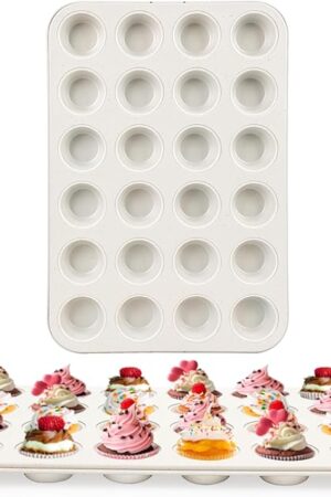 2-Pack 24-cup Beige Miffin Pan, Non-Stick Cupcake Muffin Tin, Ceramic Coating Safe Baking Cupcake Pan
