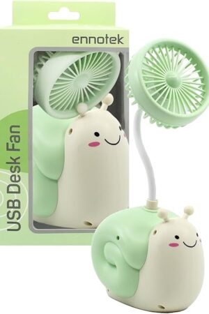 Cute Animal Table Top Fan USB-C, Fun Office Desk Accessories, Desk Fans Small Quiet Electric Plug In, Small Plug In Fan, Table Fans, Cubical Accessories for Work (Green Snail)