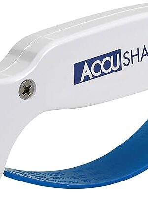 AccuSharp Knife Sharpener, Ergonomic Comfortable Handle, Compact & Easy to Use, Restore and Hone Straight & Serrated Knives, White