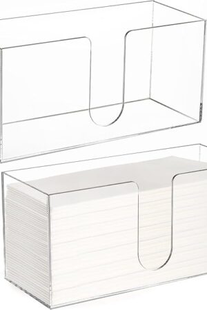 2 Pack Acrylic Paper Towel Holder, Folded Countertop Z-fold C-fold Trifold Napkin Dispenser, Clear Hand Towel Storage Holder Tray for Bathroom, Kitchen, Restaurant