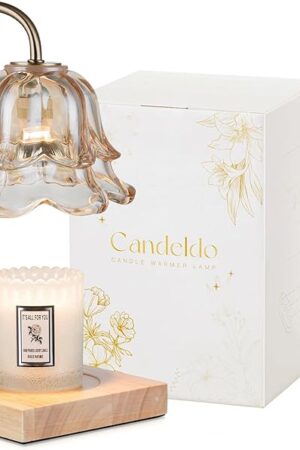 Candle Warmer Lamp with Timer: Flower Gold Candle Lamps Height Adjustable Wax Melt Home Decor House Warming Christmas Gift Mom Gift for Women