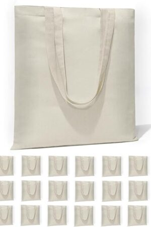 6 I 12 I 24 Pack Canvas Tote Bags,Reusable Blank Canvas for Shopping Bags,Grocery Bags,DIY Gift Bags