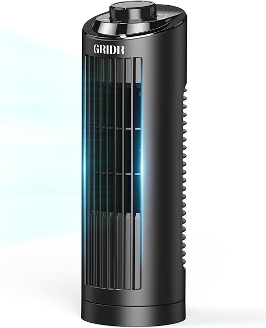 Tower Fan for Bedroom (2025 New), 3 Speeds, 4 Mode (AI, Normal, Natural, Sleep), Quiet Safe Bladeless with Portable Desk Fan with 80° Oscillation, Space-Saving, 13" Table Fan for Home