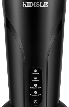 4-in-1 Electric Milk Frother and Steamer, Milk Steamer and Cold Foam Maker, Hot Chocolate Maker, Frother for Coffee, Latte, Macchiato, Cappuccino, BPA Free, Black