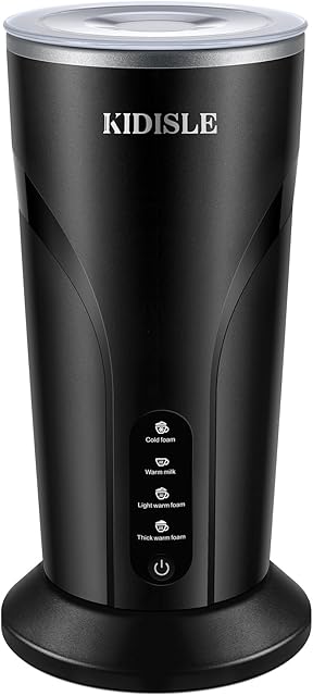 4-in-1 Electric Milk Frother and Steamer, Milk Steamer and Cold Foam Maker, Hot Chocolate Maker, Frother for Coffee, Latte, Macchiato, Cappuccino, BPA Free, Black