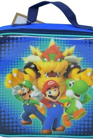 ACCESSORY INNOVATIONS Super Mario Lunch Bag 9.5 inches- B24NN60565, Large, Blue
