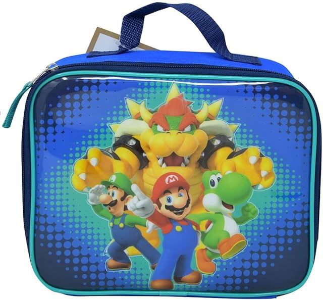 ACCESSORY INNOVATIONS Super Mario Lunch Bag 9.5 inches- B24NN60565, Large, Blue