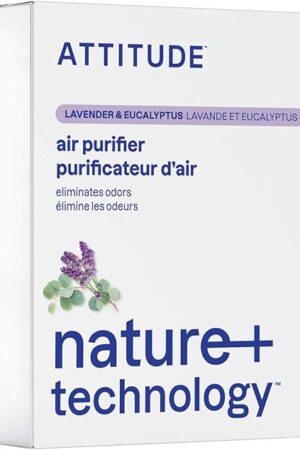 ATTITUDE Odor Eliminator with Activated Carbon, Plant-Based Air Purifier, Vegan, Lavender & Eucalyptus Scent, 8 Ounces
