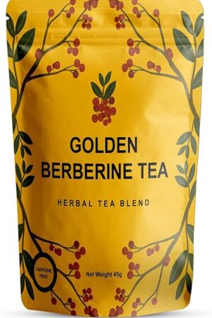 Berberine Tea 45g Natural Organic Caffeine-Free Blend Non-GMO Herbal in Plastic-Free Stand Alone Pouch Delicious Antioxidant for Immune Support