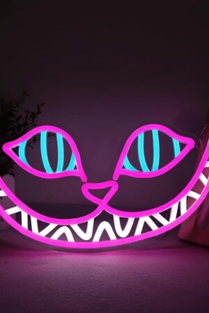 Cheshire Cat Neon Signs Alice in Wonderland Neon Light for Wall Art Decor, Smile Cat LED Lights for Dimmable LED Lights for Bedroom Man Cave Party Bar Background Decoration Birthday Gifts