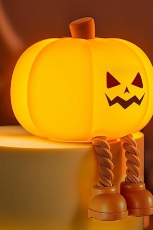 YISSVIC Cute Pumpkin Night Light Rechargeable LED Pumpkin Bedside Lamp, Squishy Silicone 3-Level Dimmable Brightness Touch Control 30-Minute Timer, for Kids Family Bedroom Fall Decorations