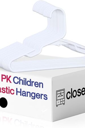 30 Pk Kids Children Hangers Plastic Made in USA, for Children, Infant, Toddler, Baby Clothes, White, 30 Pack Non-Slip
